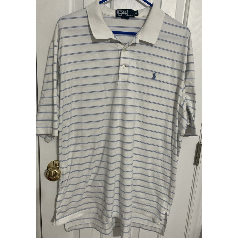 Polo Ralph Lauren Polo Shirt Pima Soft Touch Blue White Striped Pony XL